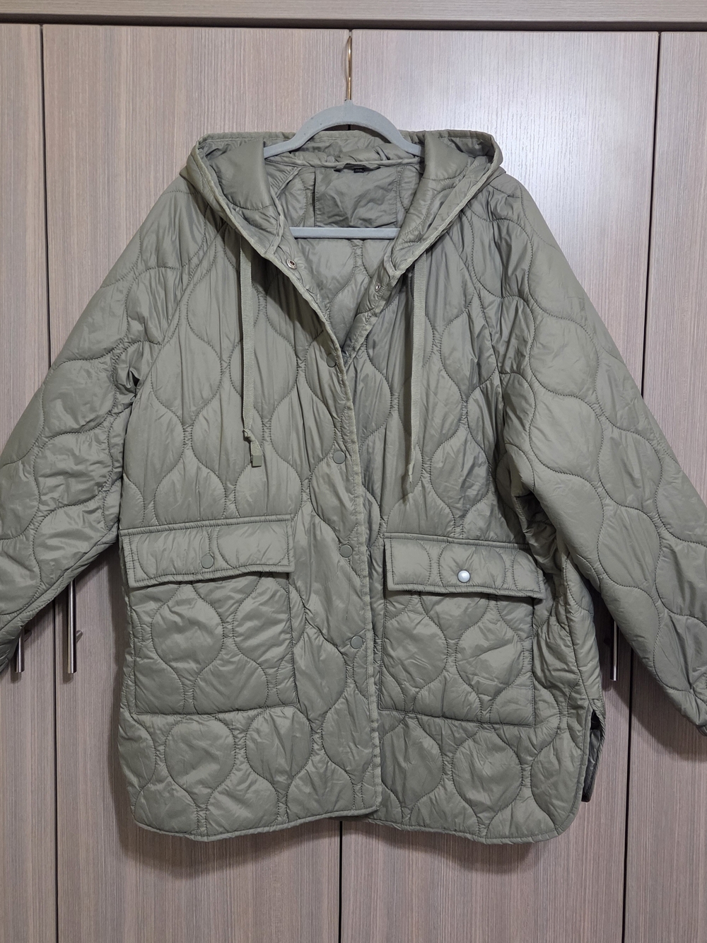 Quilted Hooded Jacket in Olive Green
